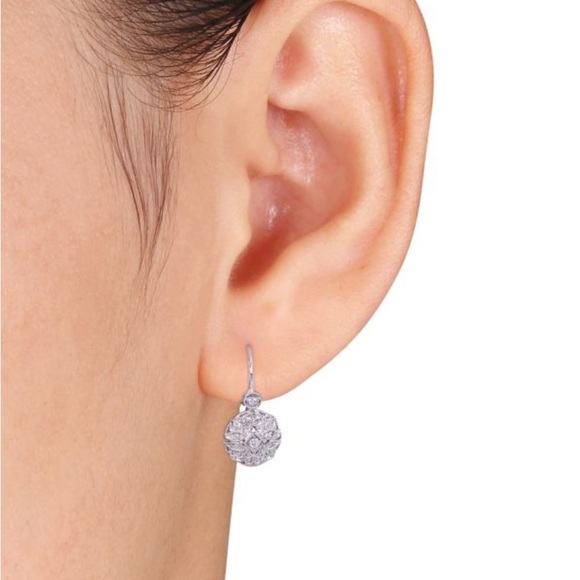 14kt White Gold Diamond Openwork Drop Earrings - Picture 5 of 7
